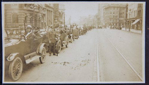 Archives of Manitoba
Photographs of the Winnipeg General Strike including some with Robert Peel Dennistoun pictured
21 June 1919
Includes photographs of the mounted police and volunteers on Main Street, 21 June 1919

"Volunteers on Main Street [evening of the riots]"
Winnipeg General Strike, 1919
N7543