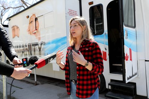 RUTH BONNEVILLE / WINNIPEG FREE PRESS 

LOCAL - Simon Wiesenthal Centers Tour for Humanity Comes to Mulvey School in Winnipeg.

Emily Barsanti-Innes, FSWC Education Associate, talks to the media in between class sessions she is teaching to Mulvey students on the bus Thursday morning.  

More info:
On May 9 and 10, students in Winnipeg will welcome the acclaimed Tour for Humanity (@TourForHumanity) bus from the Friends of Simon Wiesenthal Center for Holocaust Studies (FSWC). 
The Tour for Humanity is a 30-seat, wheelchair accessible, state-of-the-art, technologically advanced mobile human rights education centre that teaches students, educators, community leaders, and front-line professionals about topics of diversity, democracy, and Canadian civic rights and responsibilities.

 

Ashley Prest story.

May 9, 2019

