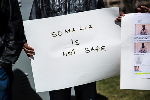 MIKAELA MACKENZIE / WINNIPEG FREE PRESS
A rally against deportation of Somalis at Central Park in Winnipeg on Thursday, May 9, 2019.  The demonstration was instigated by CBSA deportation of young Somali men who haven't lived there in decades and are in danger. For Carol Sanders story.
Winnipeg Free Press 2019.