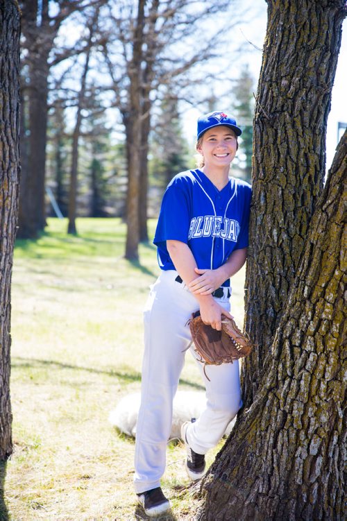 MIKAELA MACKENZIE / WINNIPEG FREE PRESS
Brittney Langlais poses for portraits on her property near Garson, Manitoba on Thursday, May 9, 2019. Langlais is one of two first female players on the Manitoba Junior Baseball League. For Jason Bell story.
Winnipeg Free Press 2019.