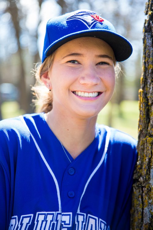 MIKAELA MACKENZIE / WINNIPEG FREE PRESS
Brittney Langlais poses for portraits on her property near Garson, Manitoba on Thursday, May 9, 2019. Langlais is one of two first female players on the Manitoba Junior Baseball League. For Jason Bell story.
Winnipeg Free Press 2019.