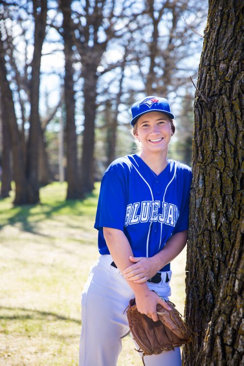 MIKAELA MACKENZIE / WINNIPEG FREE PRESS
Brittney Langlais poses for portraits on her property near Garson, Manitoba on Thursday, May 9, 2019. Langlais is one of two first female players on the Manitoba Junior Baseball League. For Jason Bell story.
Winnipeg Free Press 2019.