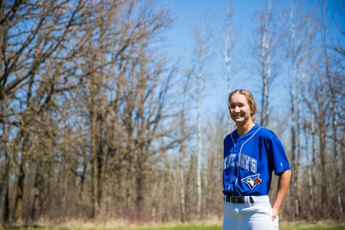 MIKAELA MACKENZIE / WINNIPEG FREE PRESS
Brittney Langlais poses for portraits on her property near Garson, Manitoba on Thursday, May 9, 2019. Langlais is one of two first female players on the Manitoba Junior Baseball League. For Jason Bell story.
Winnipeg Free Press 2019.