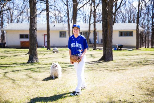 MIKAELA MACKENZIE / WINNIPEG FREE PRESS
Brittney Langlais poses for portraits with her dog, Lily, on her property near Garson, Manitoba on Thursday, May 9, 2019. Langlais is one of two first female players on the Manitoba Junior Baseball League. For Jason Bell story.
Winnipeg Free Press 2019.