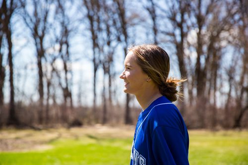 MIKAELA MACKENZIE / WINNIPEG FREE PRESS
Brittney Langlais poses for portraits on her property near Garson, Manitoba on Thursday, May 9, 2019. Langlais is one of two first female players on the Manitoba Junior Baseball League. For Jason Bell story.
Winnipeg Free Press 2019.