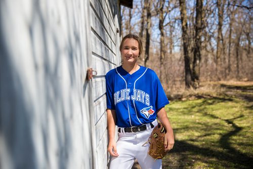 MIKAELA MACKENZIE / WINNIPEG FREE PRESS
Brittney Langlais poses for portraits on her property near Garson, Manitoba on Thursday, May 9, 2019. Langlais is one of two first female players on the Manitoba Junior Baseball League. For Jason Bell story.
Winnipeg Free Press 2019.