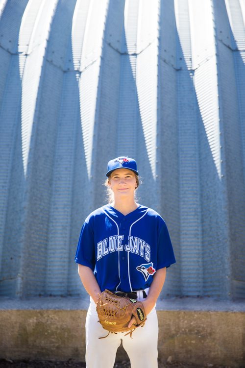 MIKAELA MACKENZIE / WINNIPEG FREE PRESS
Brittney Langlais poses for portraits on her property near Garson, Manitoba on Thursday, May 9, 2019. Langlais is one of two first female players on the Manitoba Junior Baseball League. For Jason Bell story.
Winnipeg Free Press 2019.