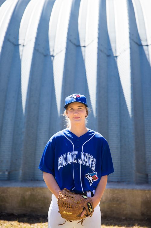 MIKAELA MACKENZIE / WINNIPEG FREE PRESS
Brittney Langlais poses for portraits on her property near Garson, Manitoba on Thursday, May 9, 2019. Langlais is one of two first female players on the Manitoba Junior Baseball League. For Jason Bell story.
Winnipeg Free Press 2019.