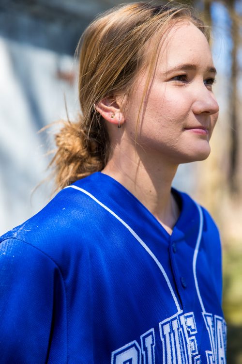 MIKAELA MACKENZIE / WINNIPEG FREE PRESS
Brittney Langlais poses for portraits on her property near Garson, Manitoba on Thursday, May 9, 2019. Langlais is one of two first female players on the Manitoba Junior Baseball League. For Jason Bell story.
Winnipeg Free Press 2019.