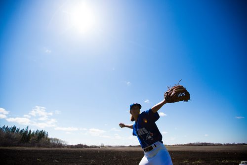 MIKAELA MACKENZIE / WINNIPEG FREE PRESS
Brittney Langlais poses for portraits on her property near Garson, Manitoba on Thursday, May 9, 2019. Langlais is one of two first female players on the Manitoba Junior Baseball League. For Jason Bell story.
Winnipeg Free Press 2019.