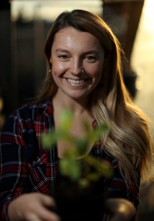 TREVOR HAGAN / WINNIPEG FREE PRESS
Maggie Wysocki in her own 100 square foot greenhouse north of the city, for Declan story, Thursday, May 9, 2019.