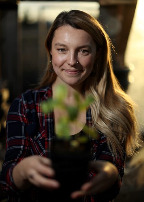 TREVOR HAGAN / WINNIPEG FREE PRESS
Maggie Wysocki in her own 100 square foot greenhouse north of the city, for Declan story, Thursday, May 9, 2019.