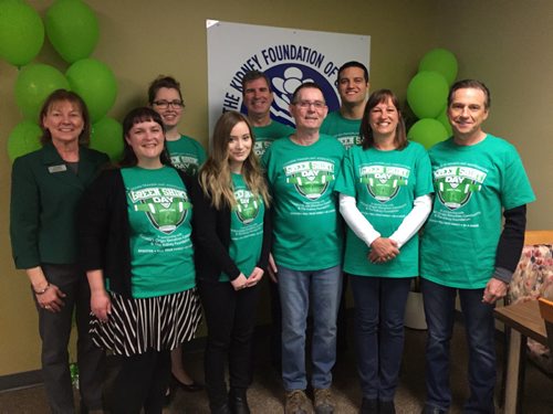 SUBMITTED PHOTO

L-R: Kidney Foundation of Canada Manitoba Branch staff and volunteers Val Dunphy, Tania Douglas, Ashley Tobin, Hayley Mazurik, Reg Helwer, Arthur Matthews, Armando Versace, Irene Waldvogel and Blair Waldvogel take part in Green Shirt Day on April 5, 2019, at its south Winnipeg office. (See Social Page)