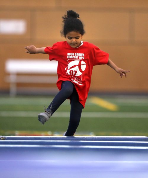 RUTH BONNEVILLE / WINNIPEG FREE PRESS 


Gabby Teklu (5yrs)  jumps over the obstacles  in a drill while learning how to play football at the 10th annual KidSport Winnipeg Football Camp held at the Axworthy Health & RecPlex on Saturday.

See Ashley Prest story. 

May 11, 2019

