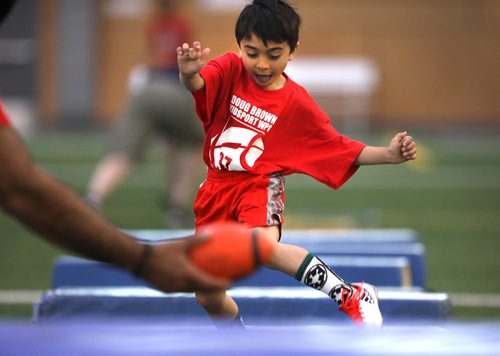 RUTH BONNEVILLE / WINNIPEG FREE PRESS 


Sufiyan Morrish-Khan, Age 6, jumps over the obstacles  in a drill while learning how to play football at the 10th annual KidSport Winnipeg Football Camp held at the Axworthy Health & RecPlex on Saturday.

(could be Obby Khan's little boy)

See Ashley Prest story. 

May 11, 2019