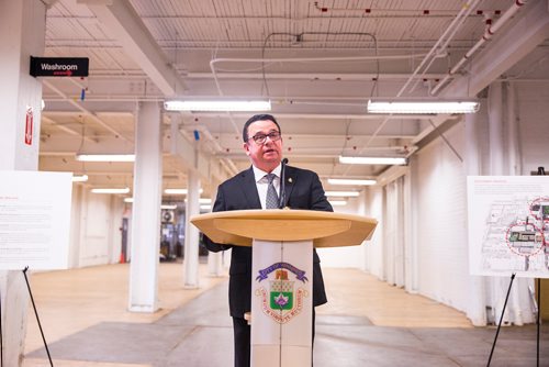 MIKAELA MACKENZIE / WINNIPEG FREE PRESS
Municipal Relations Minister Jeff Wharton, speaks at a press conference announcing development of the Northwest Exchange District and Chinatown areas in Winnipeg on Monday, May 13, 2019.  For Ryan Thorpe story.
Winnipeg Free Press 2019.