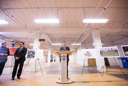 MIKAELA MACKENZIE / WINNIPEG FREE PRESS
Mayor Brian Bowman, speaks at a press conference announcing development of the Northwest Exchange District and Chinatown areas in Winnipeg on Monday, May 13, 2019.  For Ryan Thorpe story.
Winnipeg Free Press 2019.