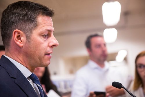 MIKAELA MACKENZIE / WINNIPEG FREE PRESS
Mayor Brian Bowman, speaks to the media after a press conference announcing development of the Northwest Exchange District and Chinatown areas in Winnipeg on Monday, May 13, 2019.  For Ryan Thorpe story.
Winnipeg Free Press 2019.