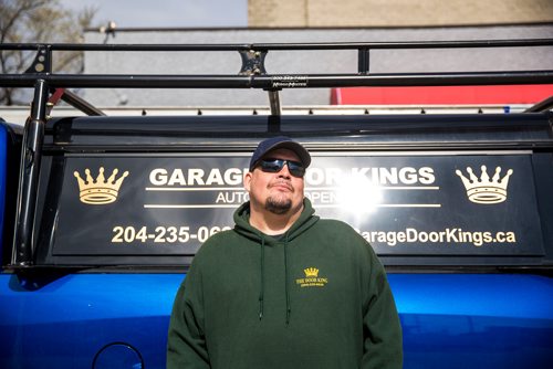 MIKAELA MACKENZIE / WINNIPEG FREE PRESS
Garage Door King Stan Summers poses for a portrait on Logan Ave. in Winnipeg on Monday, May 13, 2019.  For Dave Sanderson story.
Winnipeg Free Press 2019.