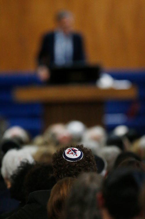 JOHN WOODS / WINNIPEG FREE PRESS
Pulitzer prize winning author Bret Stephens speaks at the 2019 Sol & Florence Kanee Distinguished Lecture at Shaarey Zedek in Winnipeg Monday, May 13, 2019. 
Reporter: ?