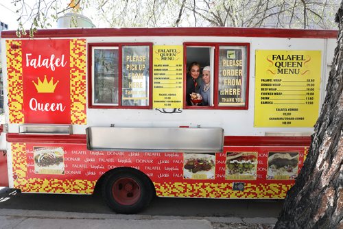 RUTH BONNEVILLE / WINNIPEG FREE PRESS 

Royal Names Feature - Falafel Queen food truck

Daughter mother falafel Queens, Jumana Zeid and her mother  Khetam Zeid  in their Falafel Queen food truck on Broadway and Carlton.  

See Dave Sanderson story.  

May 14, 2019
