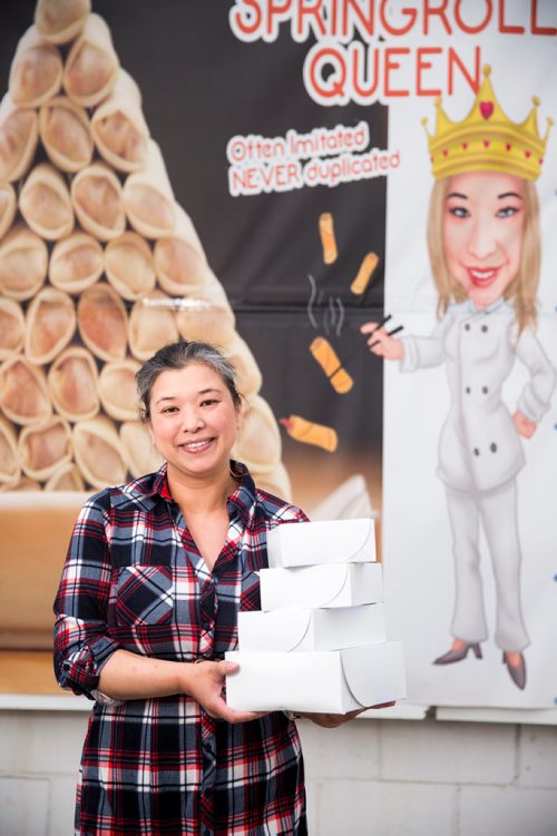 MIKAELA MACKENZIE / WINNIPEG FREE PRESS
Roweliza Lulu, owner of Springroll Queen, poses for a portrait outside of her shop in Winnipeg on Wednesday, May 15, 2019. For Dave Sanderson story.
Winnipeg Free Press 2019.