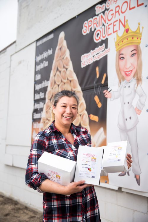 MIKAELA MACKENZIE / WINNIPEG FREE PRESS
Roweliza Lulu, owner of Springroll Queen, poses for a portrait outside of her shop in Winnipeg on Wednesday, May 15, 2019. For Dave Sanderson story.
Winnipeg Free Press 2019.