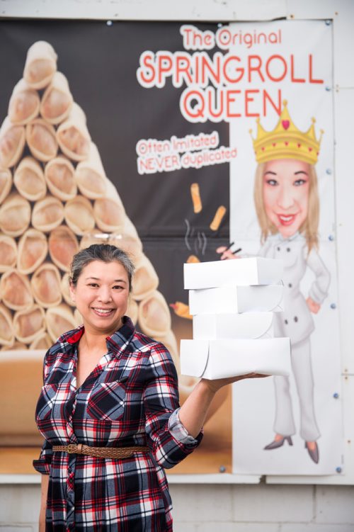 MIKAELA MACKENZIE / WINNIPEG FREE PRESS
Roweliza Lulu, owner of Springroll Queen, poses for a portrait outside of her shop in Winnipeg on Wednesday, May 15, 2019. For Dave Sanderson story.
Winnipeg Free Press 2019.