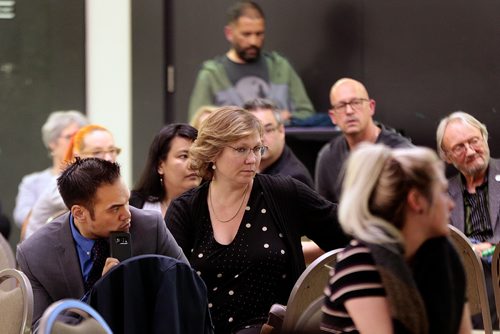 PHIL HOSSACK / WINNIPEG FREE PRESS - Winnipeg residents participate in an interactive K-12 review Wednesday at the Caboto Centre. Jessica's story. - May 15, 2019.