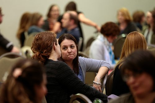 PHIL HOSSACK / WINNIPEG FREE PRESS - Winnipeg residents participate in an interactive K-12 review Wednesday at the Caboto Centre. Jessica's story. - May 15, 2019.