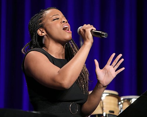 JASON HALSTEAD / WINNIPEG FREE PRESS

Lisa Bell (from the movie version of 'Strike!') sings at the Winnipeg General Strike Centennial Gala Dinner presented by Manitoba's unions on May 15, 2019 at the RBC Convention Centre Winnipeg. (See Sanders story)