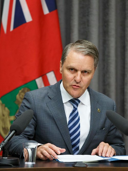 MIKE DEAL / WINNIPEG FREE PRESS
Cameron Friesen Minister of Health, Seniors and Active Living during an announcement approving Urgent Care Centre for Concordia Hospital Thursday afternoon.
190516 - Thursday, May 16, 2019.