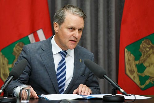 MIKE DEAL / WINNIPEG FREE PRESS
Cameron Friesen Minister of Health, Seniors and Active Living during an announcement approving Urgent Care Centre for Concordia Hospital Thursday afternoon.
190516 - Thursday, May 16, 2019.