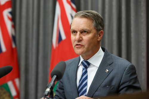 MIKE DEAL / WINNIPEG FREE PRESS
Cameron Friesen Minister of Health, Seniors and Active Living during an announcement approving Urgent Care Centre for Concordia Hospital Thursday afternoon.
190516 - Thursday, May 16, 2019.