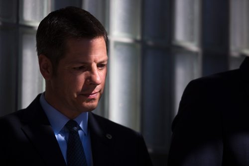 MIKAELA MACKENZIE / WINNIPEG FREE PRESS
Mayor Brian Bowman listens to the president of Iceland Guðni Th. Jóhannesson speak at City Hall in Winnipeg on Friday, May 17, 2019. For Aldo Santin story.
Winnipeg Free Press 2019.