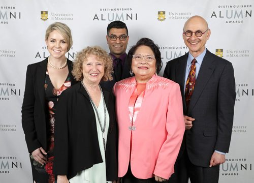 SUBMITTED PHOTO

L-R: Award recipients Lindy Norris, Marcia Nozick, Romel Dhalla, Gemma Dalayoan and Dr. Hersh Shefrin at the Celebration of Excellence as the University of Manitoba celebrated the achievements of its alumni on May 8, 2019, handing out the Distinguished Alumni Awards in the Manitoba Room at University Centre. (See Social Page)