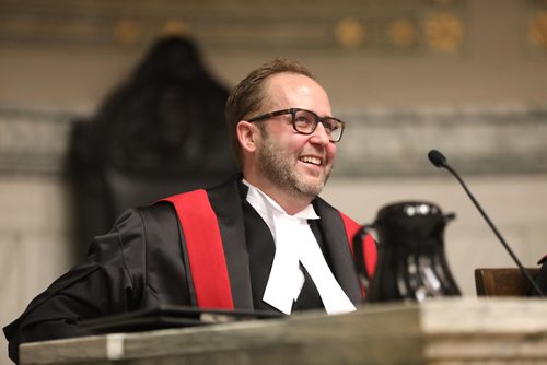 RUTH BONNEVILLE / WINNIPEG FREE PRESS 

LOCAL - Judges, swearing-in ceremony. 

Photos of the swearing-in ceremony for The Honourable Judge Keith Eyrikson to the Provincial Court of Manitoba on Friday, in Courtroom 210 of the Law Courts Complex, on Friday. 



May 17, 2019
