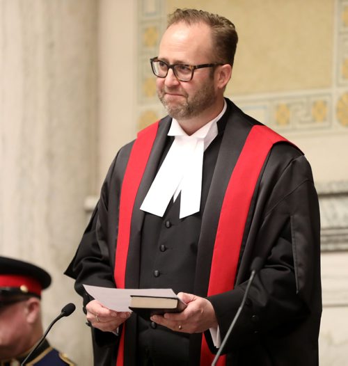 RUTH BONNEVILLE / WINNIPEG FREE PRESS 

LOCAL - Judges, swearing-in ceremony. 

Photos of the swearing-in ceremony for The Honourable Judge Keith Eyrikson to the Provincial Court of Manitoba on Friday, in Courtroom 210 of the Law Courts Complex, on Friday. 



May 17, 2019
