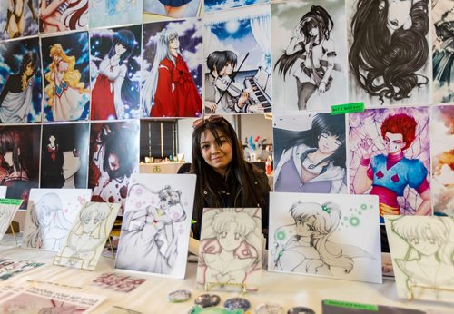 SASHA SEFTER / WINNIPEG FREE PRESS
Artist Kristine Mae De Leon surrounded by her work at the 36th annual KeyCon, Manitoba's largest and longest running science fiction and fantasy convention.
190518 - Saturday, May 18, 2019.
