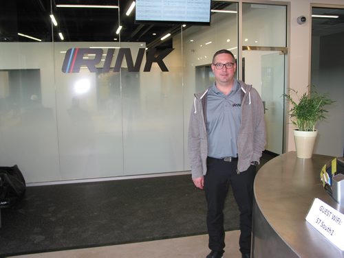 Canstar Community News May 16, 2019 - The Rink president Ryan Cyr, of La Salle, stands in the front lobby of The Rink's new location at 57 South Landing in the RM of Macdonald. (ANDREA GEARY/CANSTAR COMMUNITY NEWS)