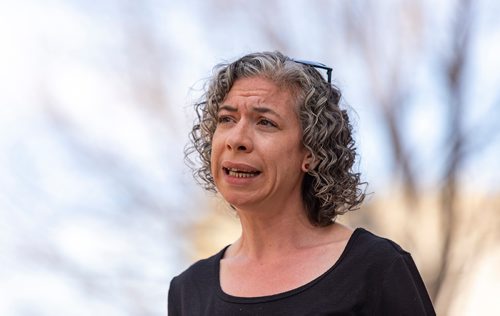 SASHA SEFTER / WINNIPEG FREE PRESS
Downtown resident and Millennium For All group member Sarah Broad at a "read-out" event hosted by the group at Winnipeg City Hall.
190521 - Tuesday, May 21, 2019.