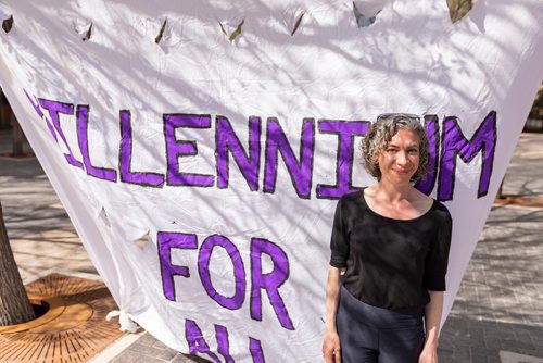 SASHA SEFTER / WINNIPEG FREE PRESS
Downtown resident and Millennium For All group member Sarah Broad at a "read-out" event hosted by the group at Winnipeg City Hall.
190521 - Tuesday, May 21, 2019.