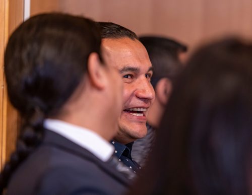 SASHA SEFTER / WINNIPEG FREE PRESS
Leader of the Manitoba NDP Wab Kinew prepares to speak at a public rally titled Wiiji Bimosendiwin "walking together" hosted by the Encounter Life Fellowship in the Central River Heights Neighbourhood.
190521 - Tuesday, May 21, 2019.