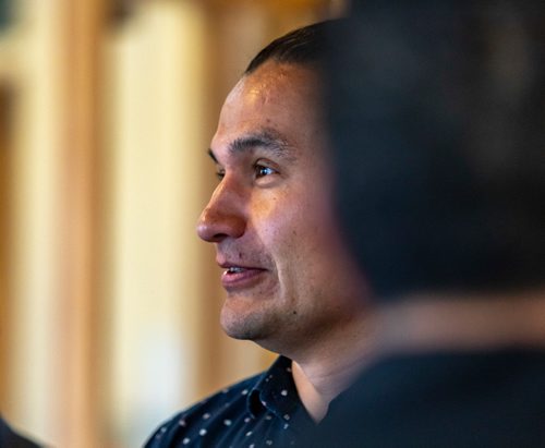 SASHA SEFTER / WINNIPEG FREE PRESS
Leader of the Manitoba NDP Wab Kinew prepares to speak at a public rally titled Wiiji Bimosendiwin "walking together" hosted by the Encounter Life Fellowship in the Central River Heights Neighbourhood.
190521 - Tuesday, May 21, 2019.