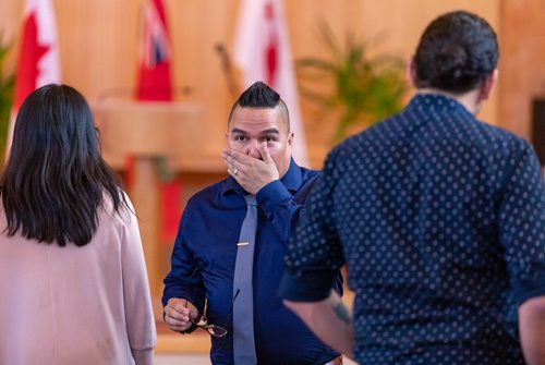 SASHA SEFTER / WINNIPEG FREE PRESS
Pastor Marty McLean prepares to speak at a public rally titled Wiiji Bimosendiwin "walking together" hosted by the Encounter Life Fellowship in the Central River Heights Neighbourhood.
190521 - Tuesday, May 21, 2019.