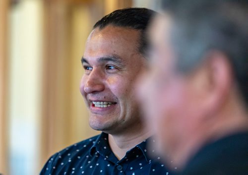 SASHA SEFTER / WINNIPEG FREE PRESS
Leader of the Manitoba NDP Wab Kinew prepares to speak at a public rally titled Wiiji Bimosendiwin "walking together" hosted by the Encounter Life Fellowship in the Central River Heights Neighbourhood.
190521 - Tuesday, May 21, 2019.