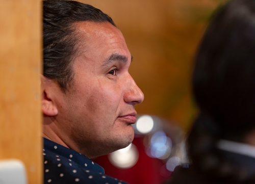 SASHA SEFTER / WINNIPEG FREE PRESS
Leader of the Manitoba NDP Wab Kinew prepares to speak at a public rally titled Wiiji Bimosendiwin "walking together" hosted by the Encounter Life Fellowship in the Central River Heights Neighbourhood.
190521 - Tuesday, May 21, 2019.