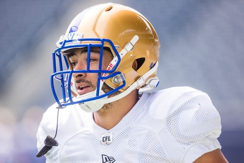 MIKAELA MACKENZIE / WINNIPEG FREE PRESS
Running back John Santiago at Bombers practice at Investors Group Field in Winnipeg on Thursday, May 23, 2019. For Mike Sawatzky story.
Winnipeg Free Press 2019.