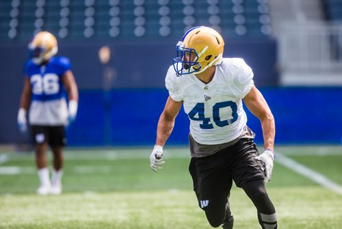 MIKAELA MACKENZIE / WINNIPEG FREE PRESS
Running back John Santiago at Bombers practice at Investors Group Field in Winnipeg on Thursday, May 23, 2019. For Mike Sawatzky story.
Winnipeg Free Press 2019.