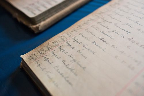 MIKAELA MACKENZIE / WINNIPEG FREE PRESS
Records of over infant deaths in an interment register book at the St. James Anglican Church in Winnipeg on Wednesday, May 22, 2019. For Brenda Suderman story.
Winnipeg Free Press 2019.